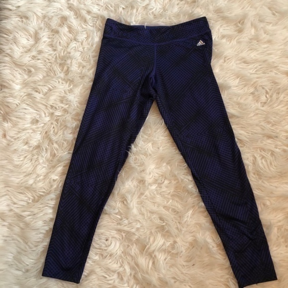 Adidas blue and black pattern leggings sz medium - Picture 4 of 8